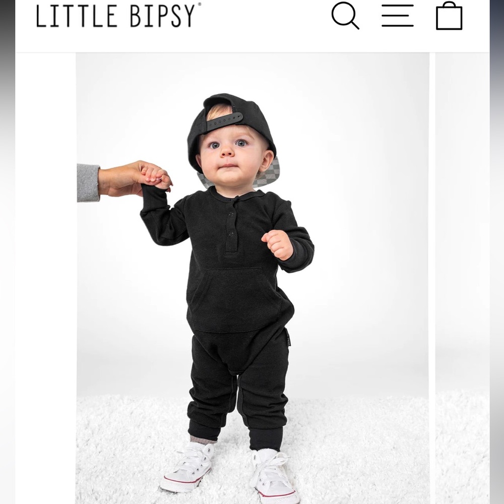 Little Bipsy WAFFLE ROMPER - BLACK